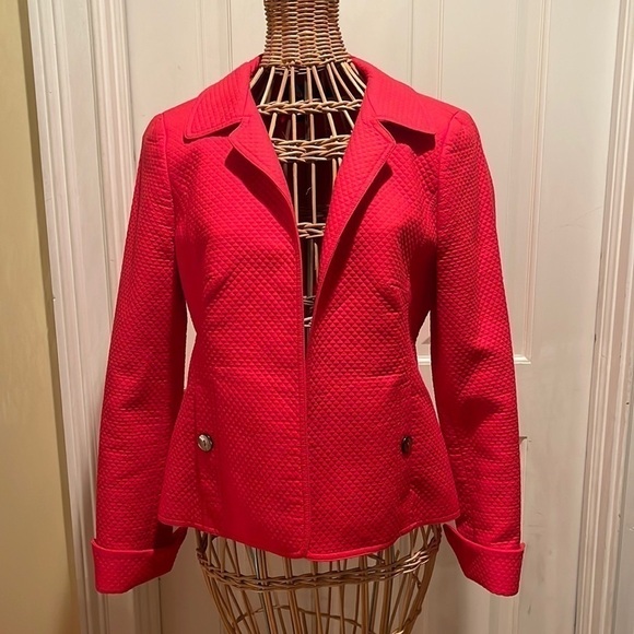 Nina MClermore 🔥Sale🔥red jacket 100% cotton Lining 100% silk - Picture 1 of 12